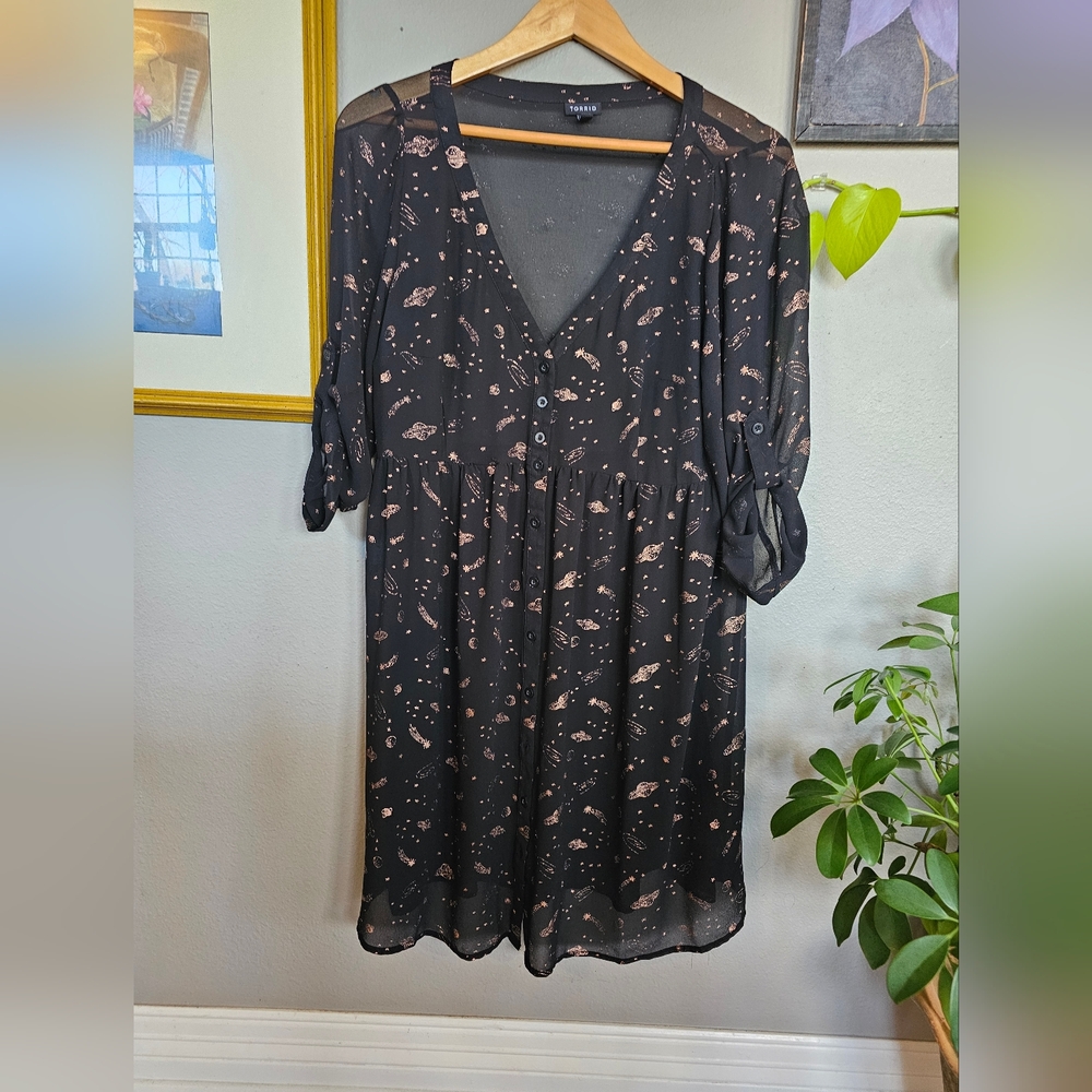 Torrid Sheer Celestial Shirt Dress 0